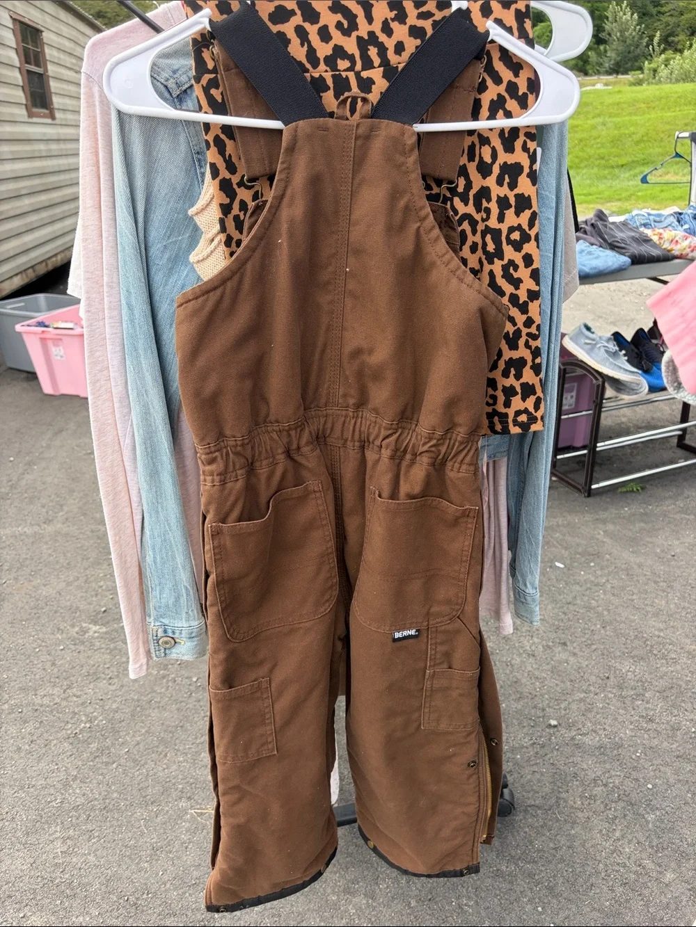 Berne Kids Brown Insulated Overalls with Adjustable Straps XS